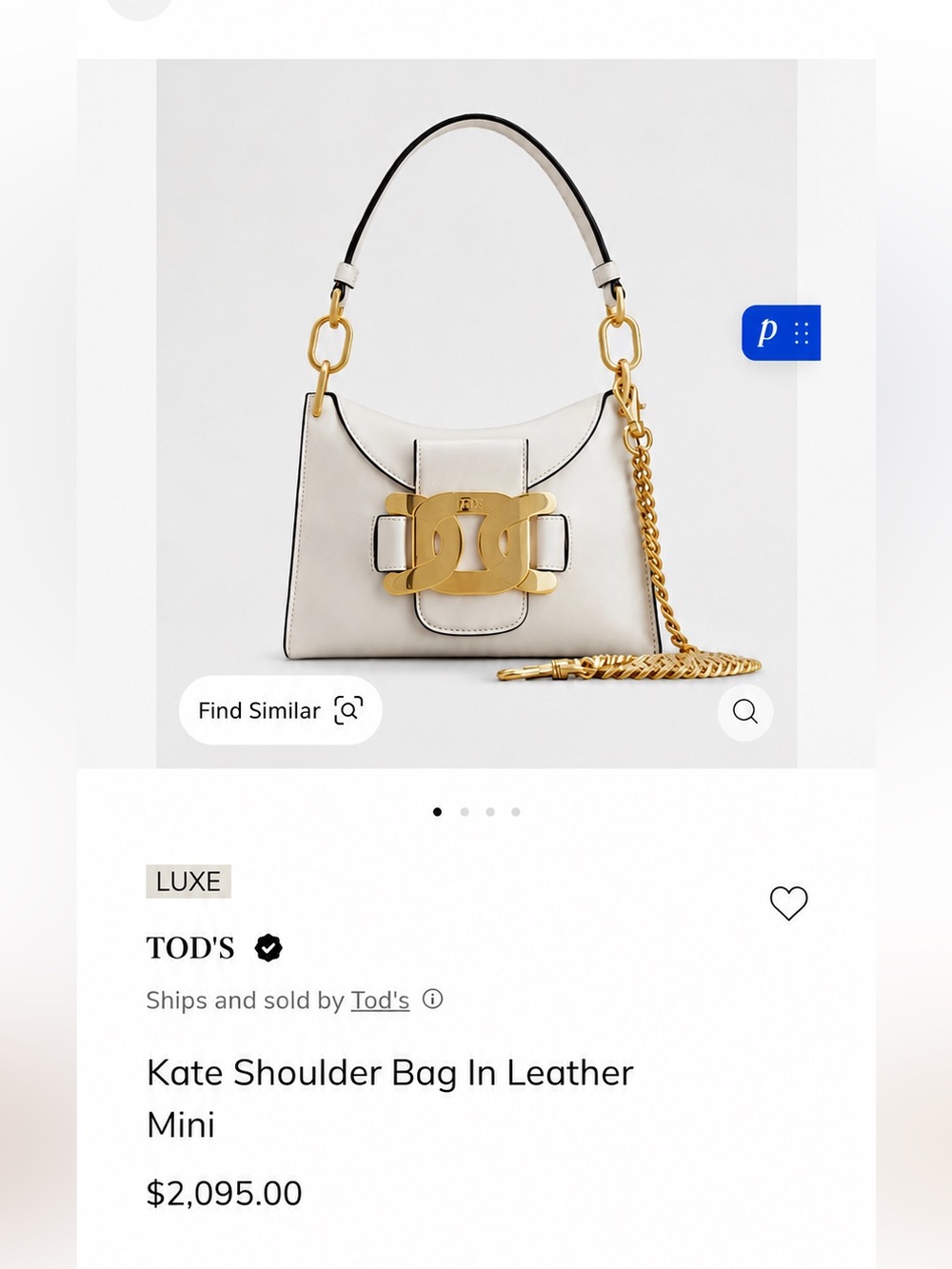 TOD’S Kate Mini White Leather Gold Chain Shoulder Bag NWT Authentic - Picture 13 of 13